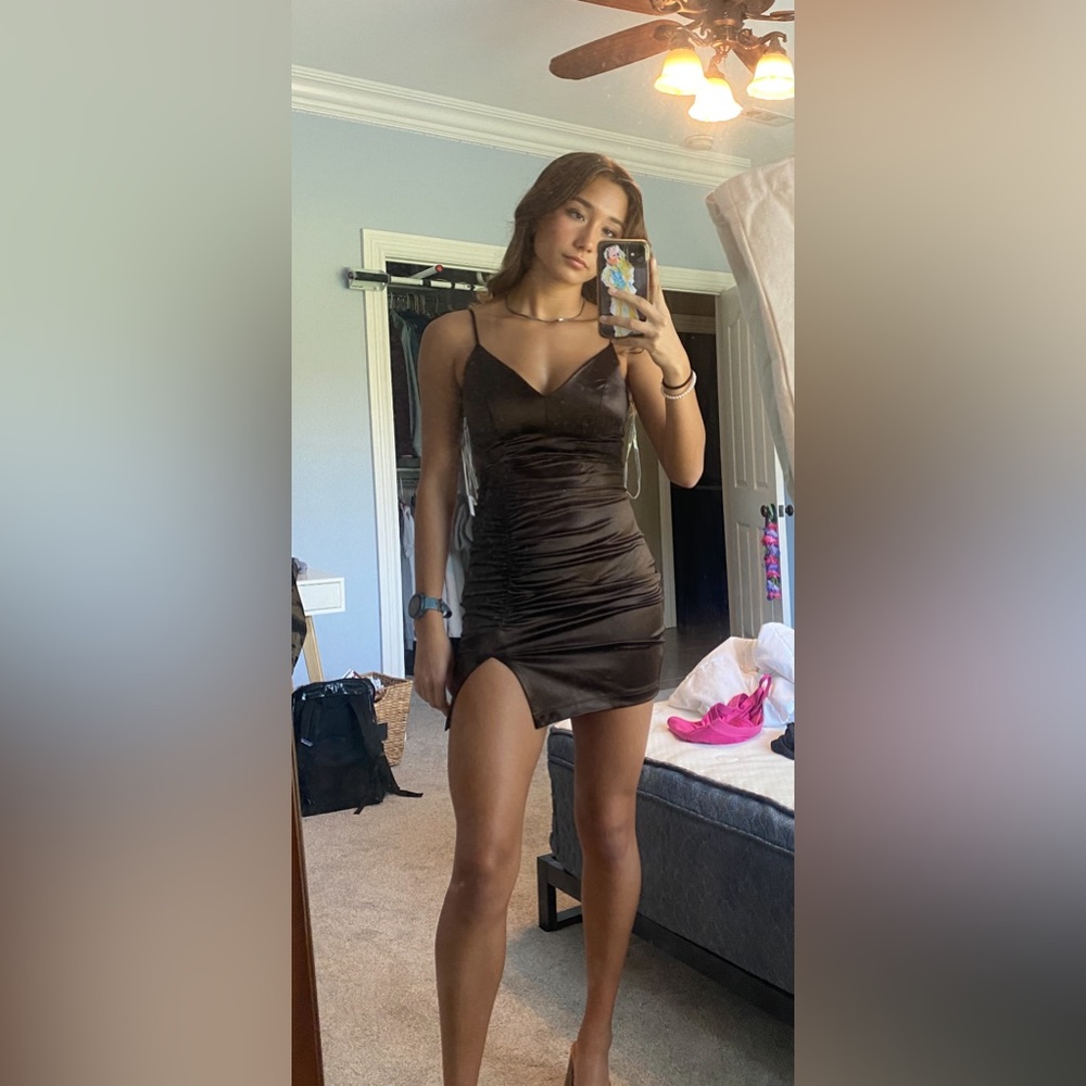 BROWN MINI DRESS